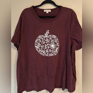 Bella D. Burgundy Floral Graphic Tee